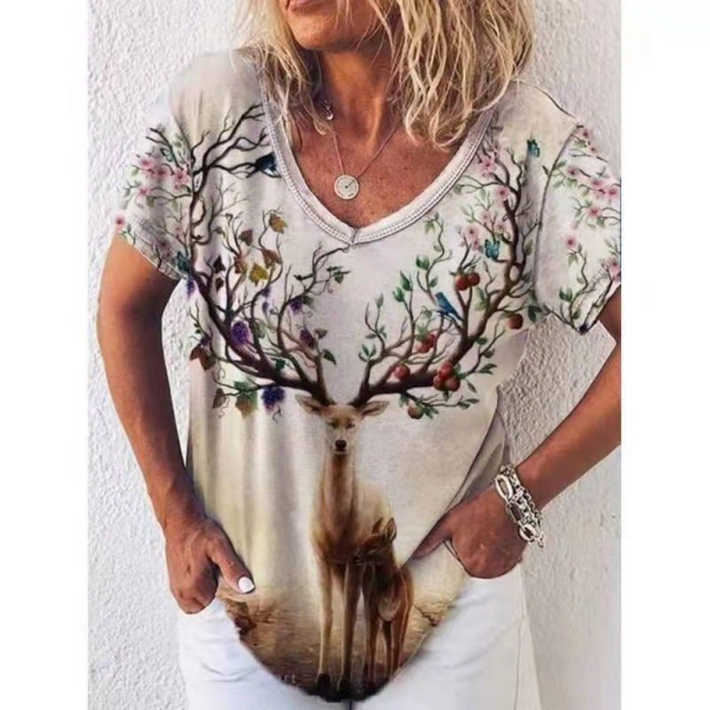 Women's positioning printed T-shirt top - Image 1