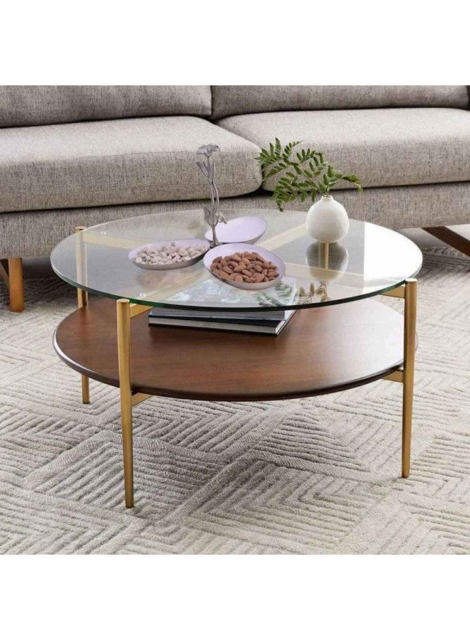 Al Home Alhome Chic Brown & Gold Center Table - 85×44 cm - Image 1