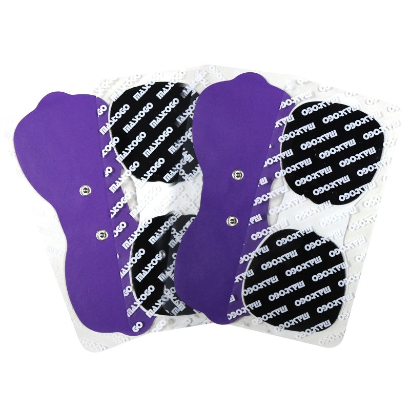 MASTOGO Tens Unit Wireless Electrode Pads, Replacement Electrode Pads with Standard 3.5mm Snap-on Connectors (4PCS/Set) (Purple) - Image 1