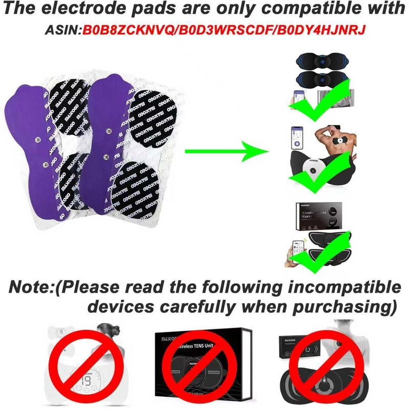 MASTOGO Tens Unit Wireless Electrode Pads, Replacement Electrode Pads with Standard 3.5mm Snap-on Connectors (4PCS/Set) (Purple) - Image 4