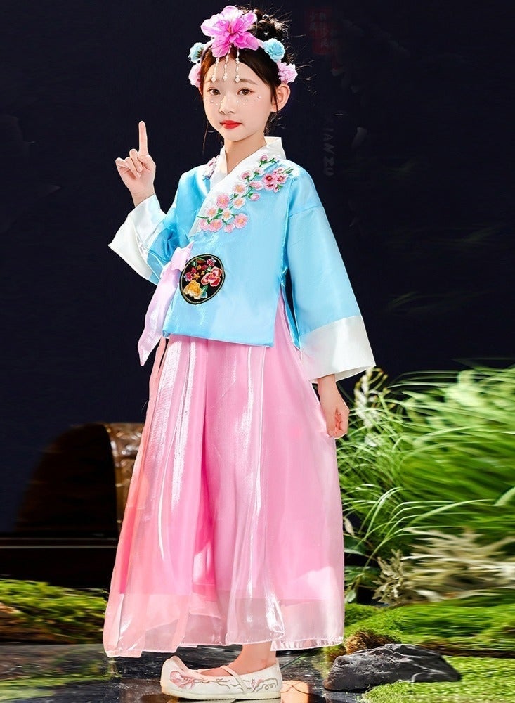 Girl Hanbok Dance Dress Korea Traditional Dress Cosplay Outfit National Halloween Costume Kids Dance Performance Wear - Image 2