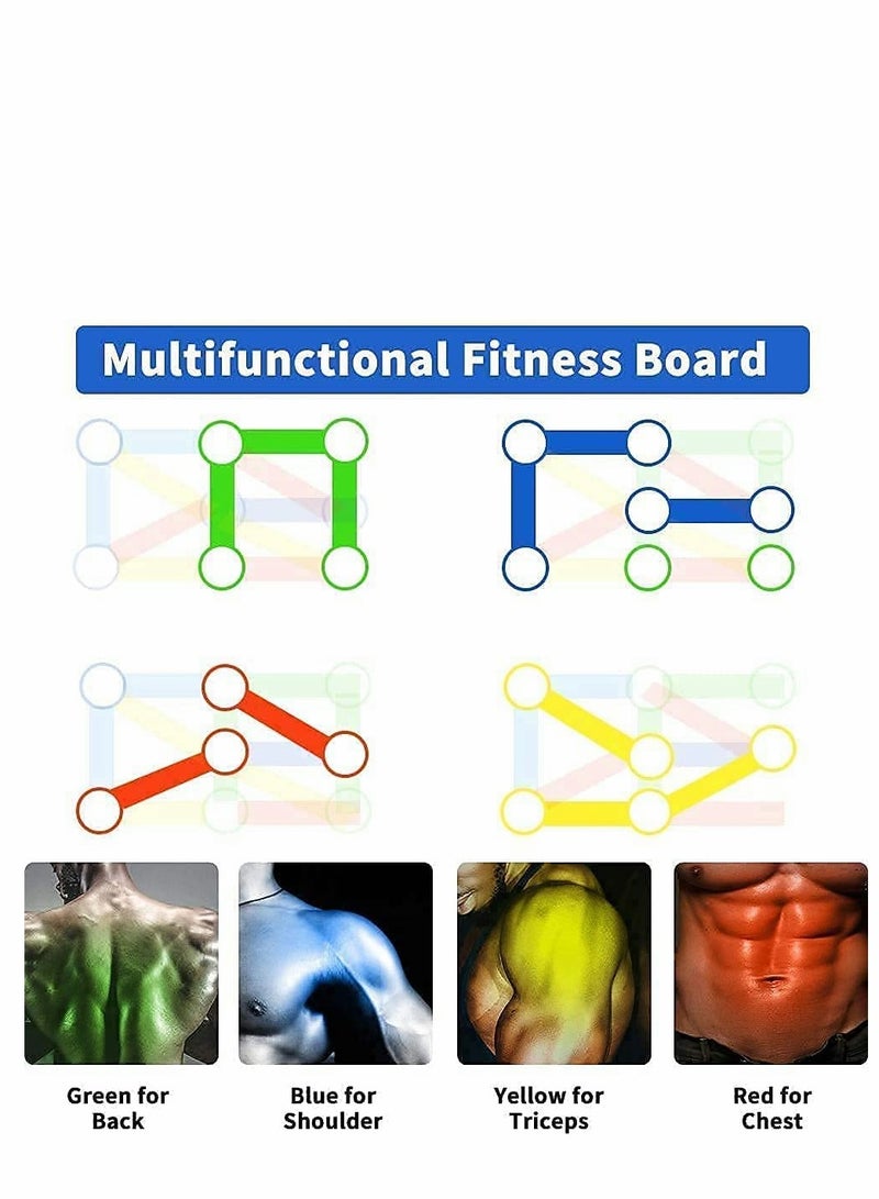 SYOSI نظام لوح الضغط المحمول للياقة البدنية 14 في 1 أدوات تمارين بناء الجسم لوحات ضغط التمارين للرجال والنساء (أسود) - Image 3