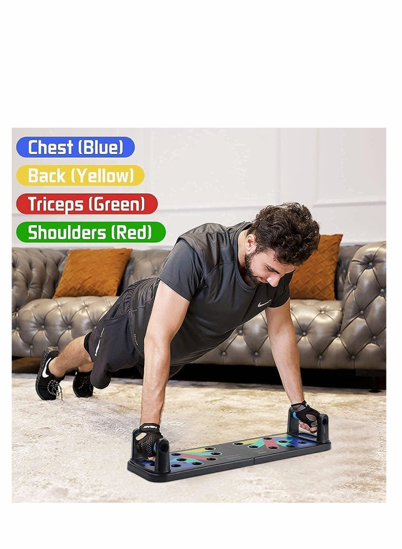 SYOSI نظام لوح الضغط المحمول للياقة البدنية 14 في 1 أدوات تمارين بناء الجسم لوحات ضغط التمارين للرجال والنساء (أسود) - Image 4