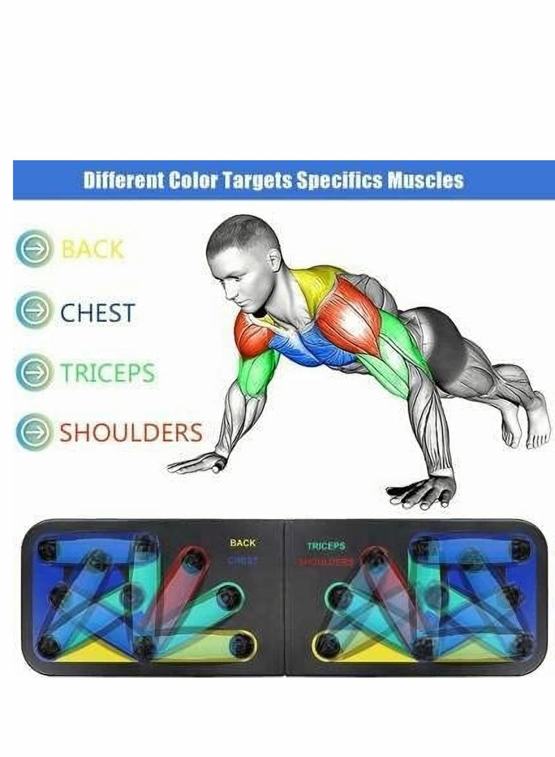 SYOSI نظام لوح الضغط المحمول للياقة البدنية 14 في 1 أدوات تمارين بناء الجسم لوحات ضغط التمارين للرجال والنساء (أسود) - Image 2