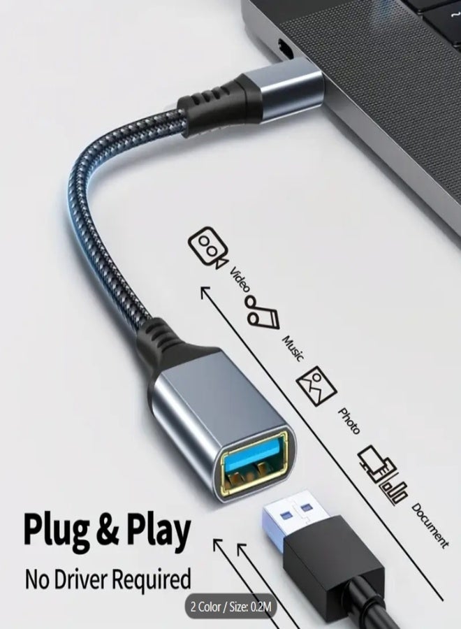 FUJISHKA Type-C Male To USB 3.0 A Female OTG Cable - Image 2