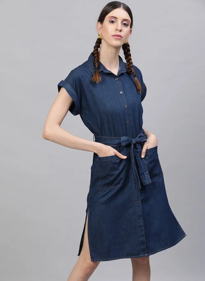 STREET 9 Blue Denim Shirt Dress for Women