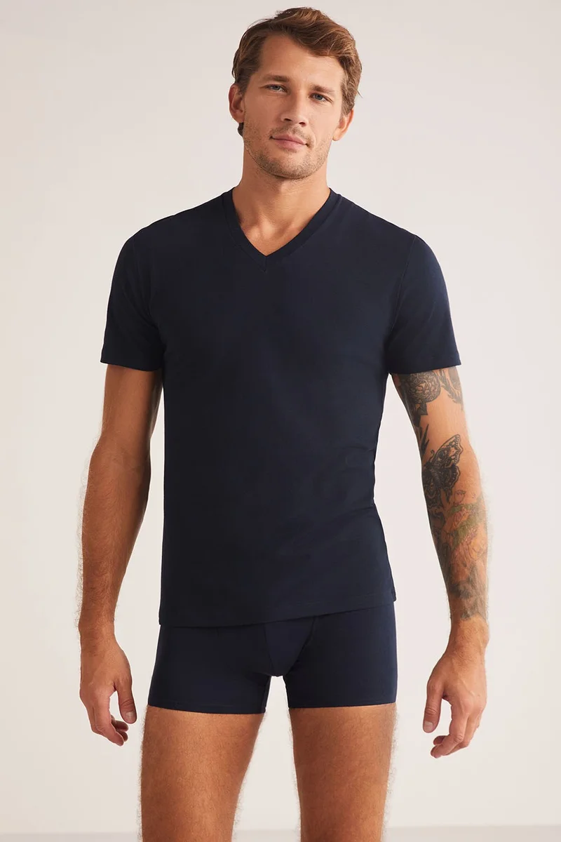 KOM Short Sleeve Cotton Modal Men's Antonio V Neck T-shirt