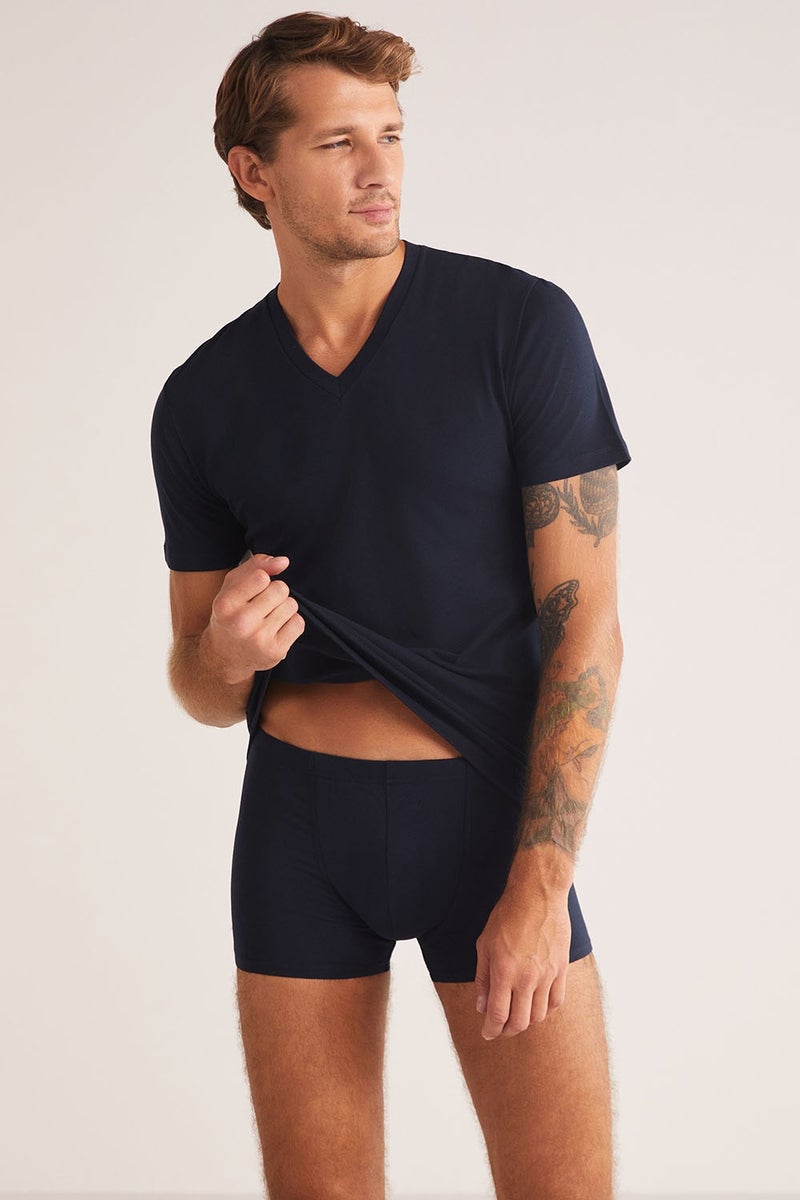 KOM Short Sleeve Cotton Modal Men's Antonio V Neck T-shirt  - Image 3