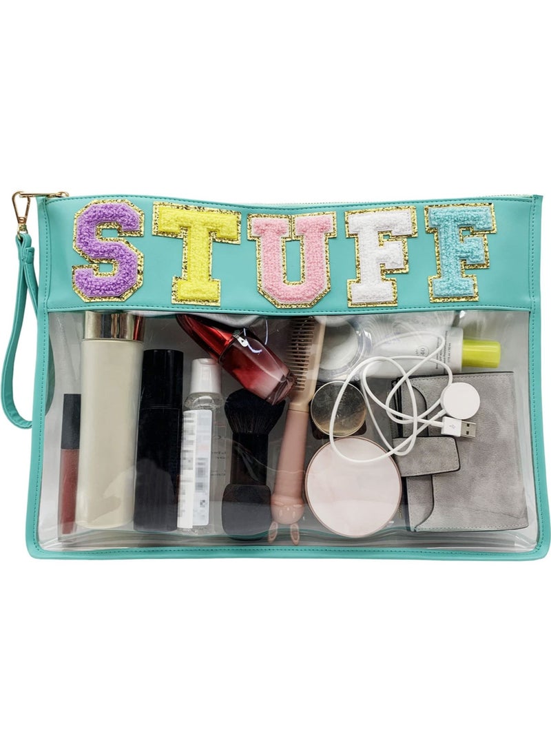 Generic Clear Stadium Purse Bag, Chenille Letter Travel Patch Pouch, Snack Makeup Wristlet  - Image 1