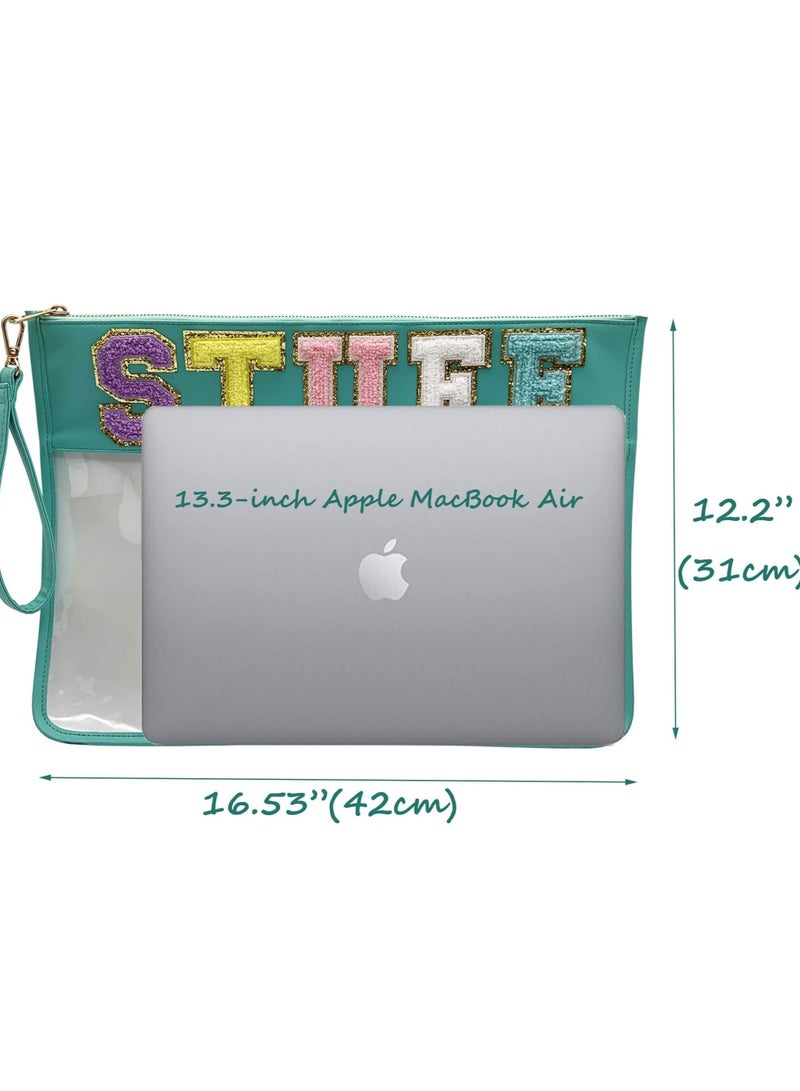 Generic Clear Stadium Purse Bag, Chenille Letter Travel Patch Pouch, Snack Makeup Wristlet  - Image 5