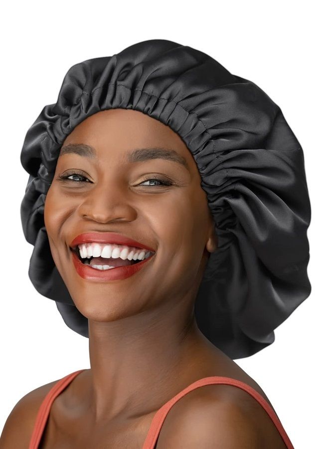 Winitas Satin Lined Cap,Double Layer Sleeping Frizzy Hair Milk - Image 2