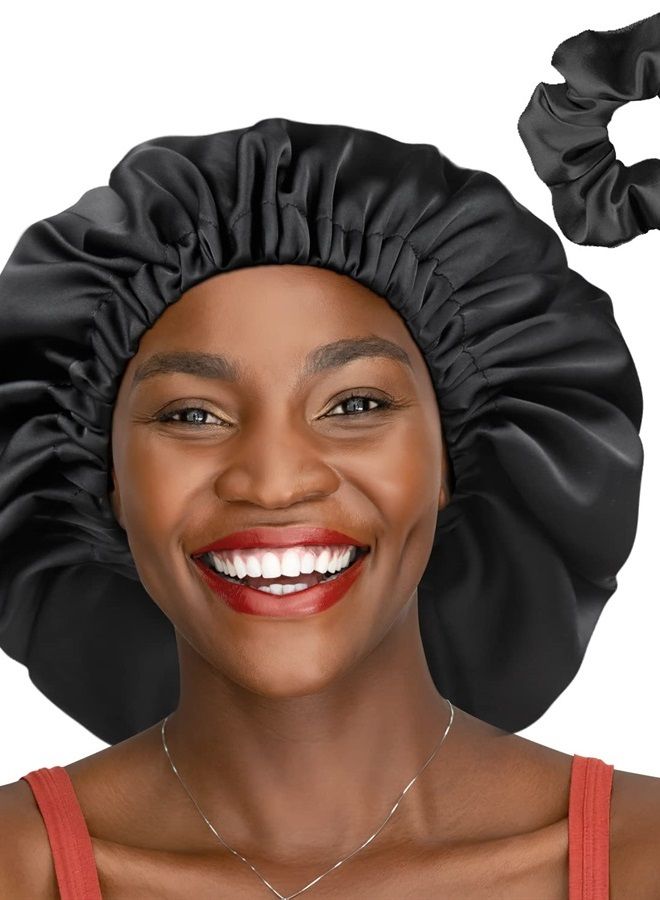 Winitas Satin Lined Cap,Double Layer Sleeping Frizzy Hair Milk - Image 1