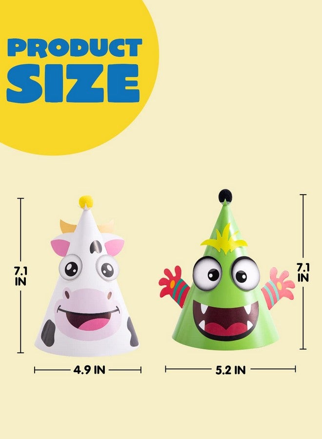 JOYIN 12 Sets Party Hats For Kids Birthday Party Games Craft Activities, Cute Animal Theme Birthday Hats Activity Kits With Stickers For Kids Holiday Party Favors - Image 5