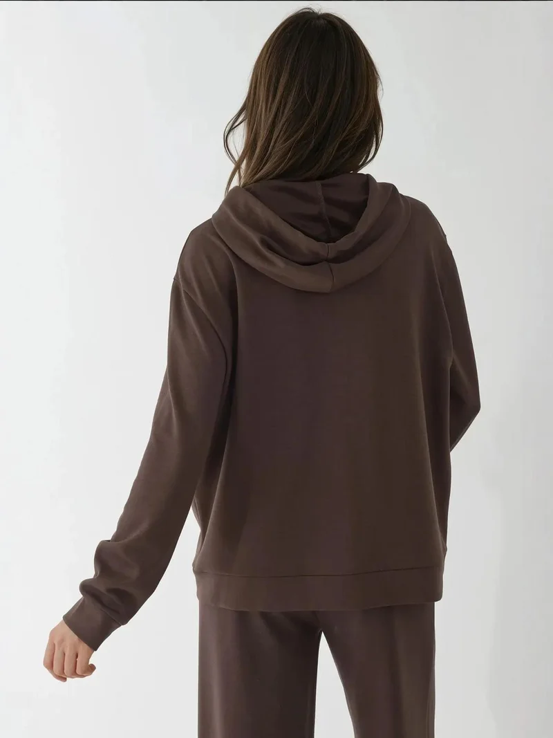 Hiccup Coffee Brown Soft Touch Full Zip Hoodie Sweatshirt for Women | Best Price UAE