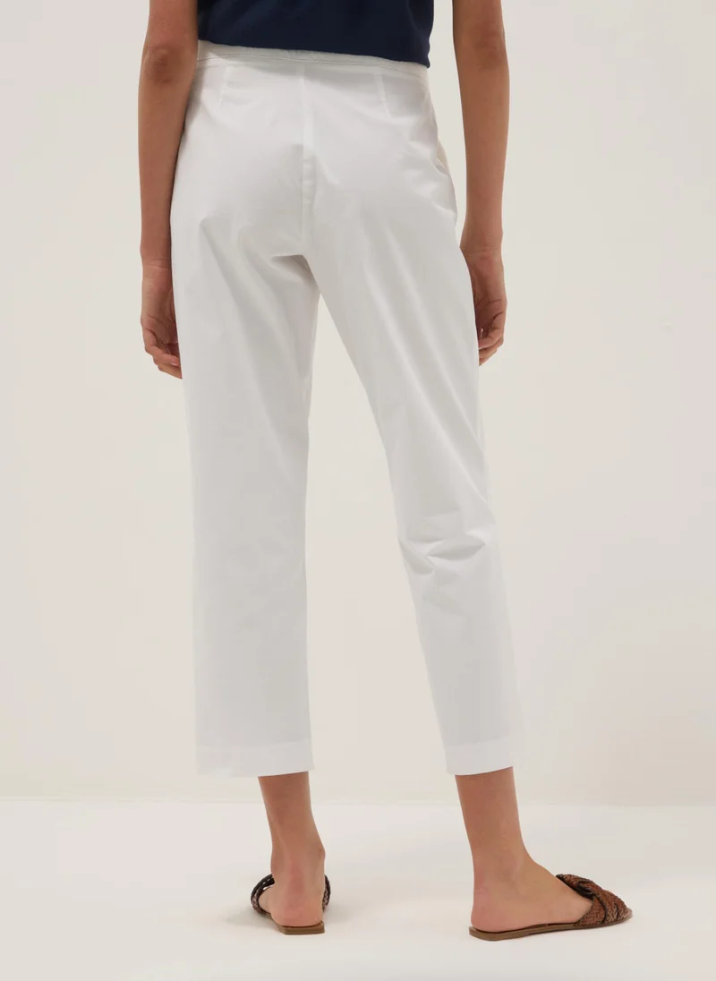 Ovs  OVS White Pure Cotton Chino Trousers, Regular Fit for Women | Best Price UAE