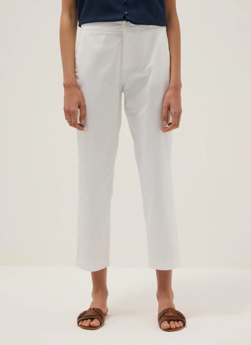 Ovs OVS White Pure Cotton Chino Trousers, Regular Fit