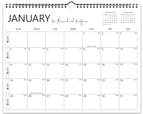 PIOOJK 2026 Wall Calendar 12 Months, Wall Calendar from January 2026 to December 2026, Large Hanging Calendar, Perfect for Home Office Monthly Organizing & Planning, Thick Paper, Julian Dates, 14"x11" - Image 1