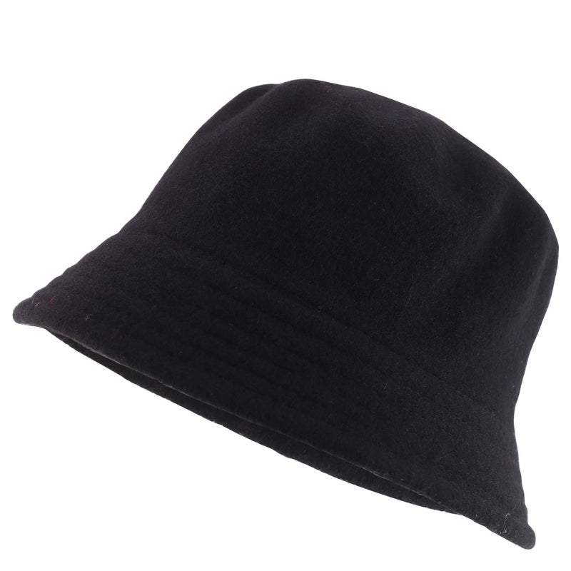 Armycrew Wool Winter Bucket Hat with Stitches on The Brim - Black - Image 1