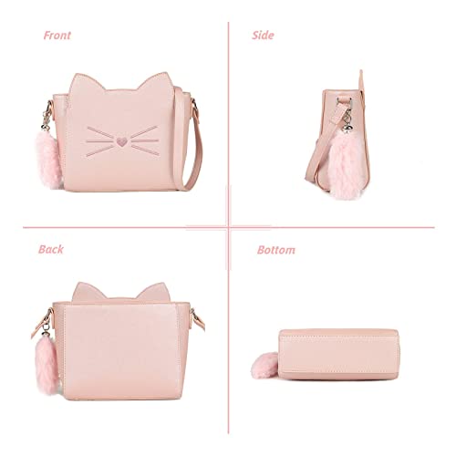 AFKOMST Small Crossbody Purses for Teen Girls,Cute Cat Girl Purse with Pendant PU Leather Shoulder Bags and Cross Body Handbags - Image 4