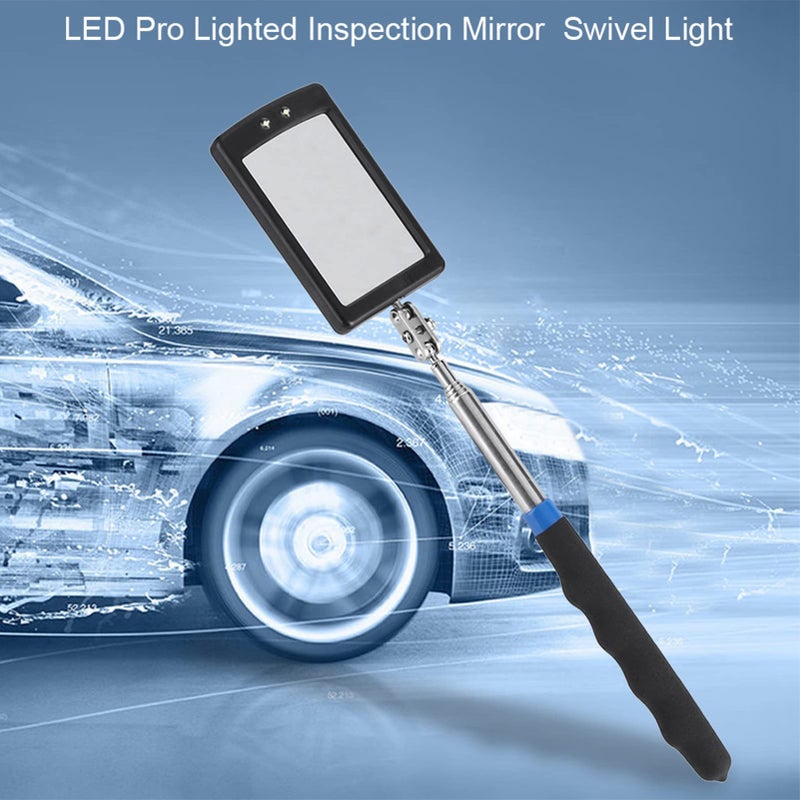 Telescoping Inspection Mirror with LED Light Flexible Adjustable 360 Swivel 5x8cm Alloy Steel ABS Plastic - Image 3