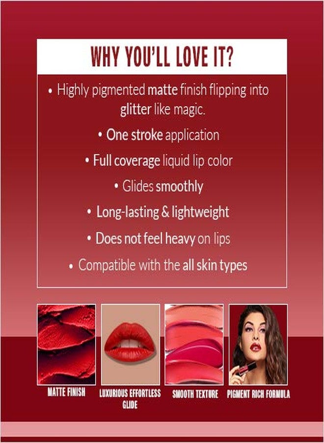 كلربار أحمر شفاه كولوربار ستاري فليب مات هوت آز هيل-001 | يدوم طويلاً وخفيف الوزن | مناسب لجميع أنواع البشرة | ملمس ناعم | تركيبة غنية بالأصباغ - Image 4