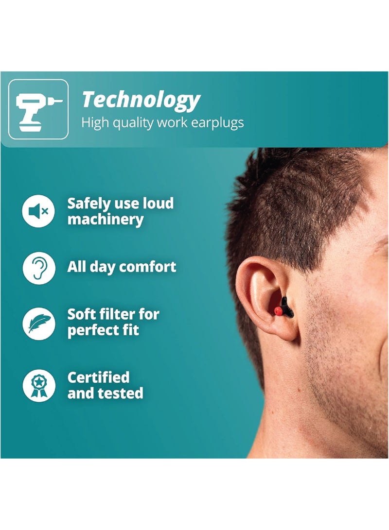 Alpine سدادات أذن قابلة لإعادة الاستخدام من ألباين وورك سيف للعمل والأعمال اليدوية - حماية سمعية مريحة مع حبل أمان - حماية أذن بتركيبة مضادة للحساسية - Image 2