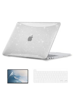3 in 1 For MacBook Pro 13 Inch Case 2022 2021 2020 2019 2018 2017 2016 Release A2338 M1 M2 A2289 A2251 A2159 A1989 A1706, Sparkly Hard Shell Cover +Keyboard Cover + Screen Protector--Glitter Clear