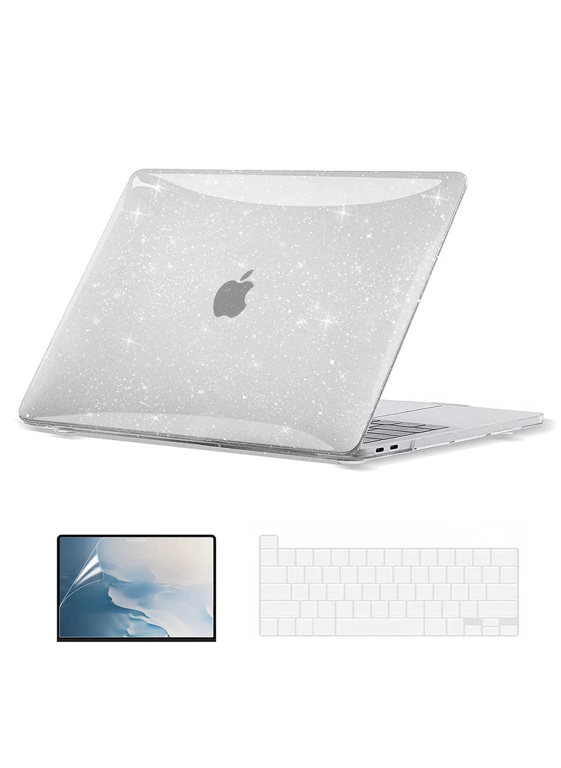 Generic - 3 in 1 For MacBook Pro 13 Inch Case 2022 2021 2020 2019 2018 2017 2016 Release A2338 M1 M2 A2289 A2251 A2159 A1989 A1706, Sparkly Hard Shell Cover +Keyboard Cover + Screen Protector--Glitter Clear - Image 1
