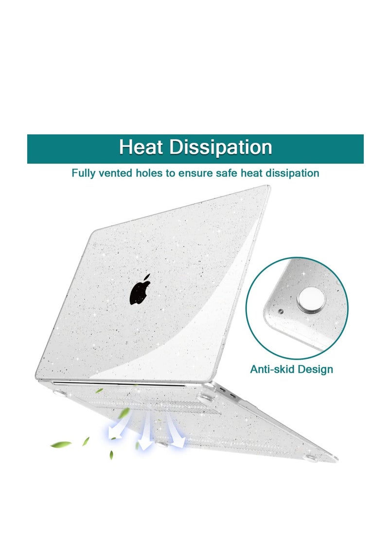 Generic - 3 in 1 For MacBook Pro 13 Inch Case 2022 2021 2020 2019 2018 2017 2016 Release A2338 M1 M2 A2289 A2251 A2159 A1989 A1706, Sparkly Hard Shell Cover +Keyboard Cover + Screen Protector--Glitter Clear - Image 1
