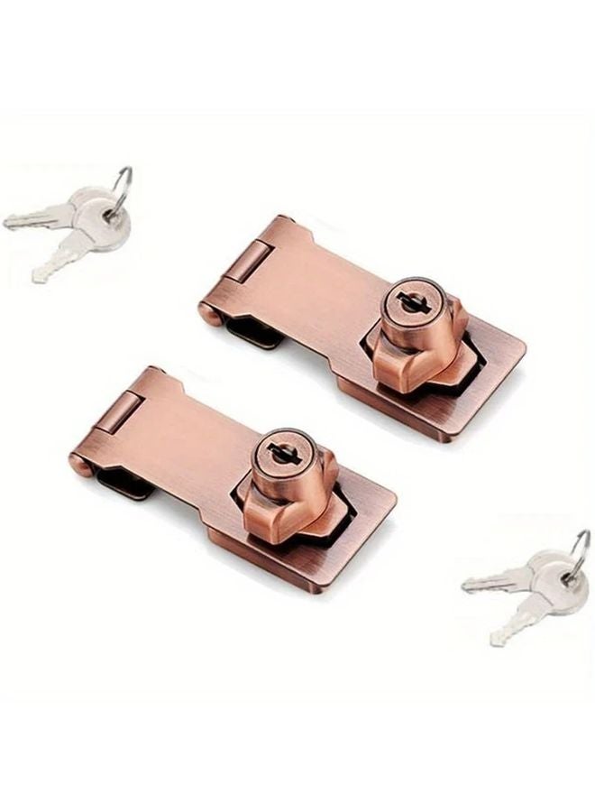 Bronze 2pcs 3inch Stainless Steel Keyed Hasp Lock With Keys For Doors Cabinets - Image 4