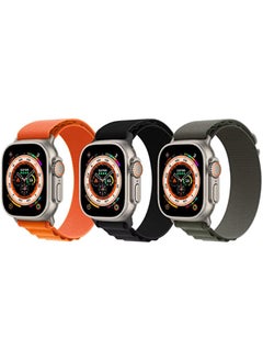 IAF Silicone Ocean Nylon G-hook Loop Buckle Strap for Apple Watch Ultra 8 49mm Set of 3 