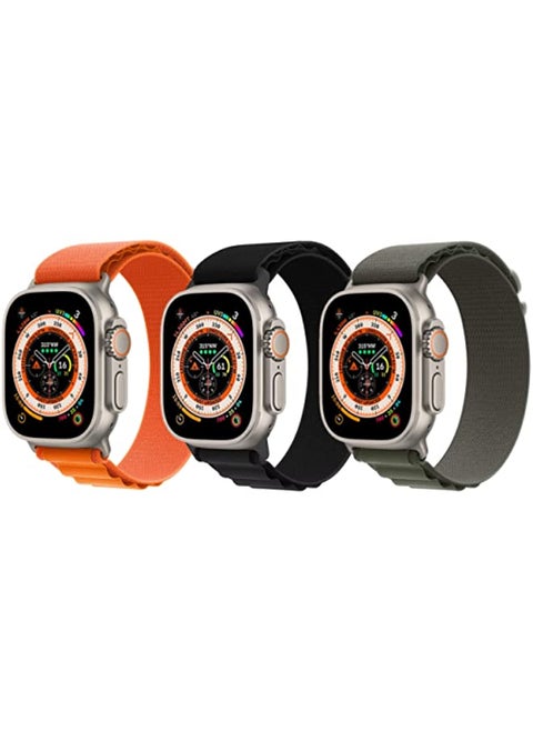Silicone Ocean Nylon G-hook Loop Buckle Strap for Apple Watch Ultra 8 49mm Set of 3
