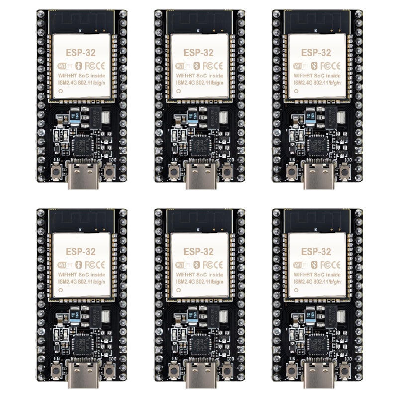 hiBCTR 6 Packs ESP32-DevKitC-32 Development Board modules(ESP-32D,ESP-32 CP2012 USB C with 38 pins),Supporting STA/AP/STA+AP,with WiFi+Bluetooth Dual-core and Type-C Interface. - Image 1