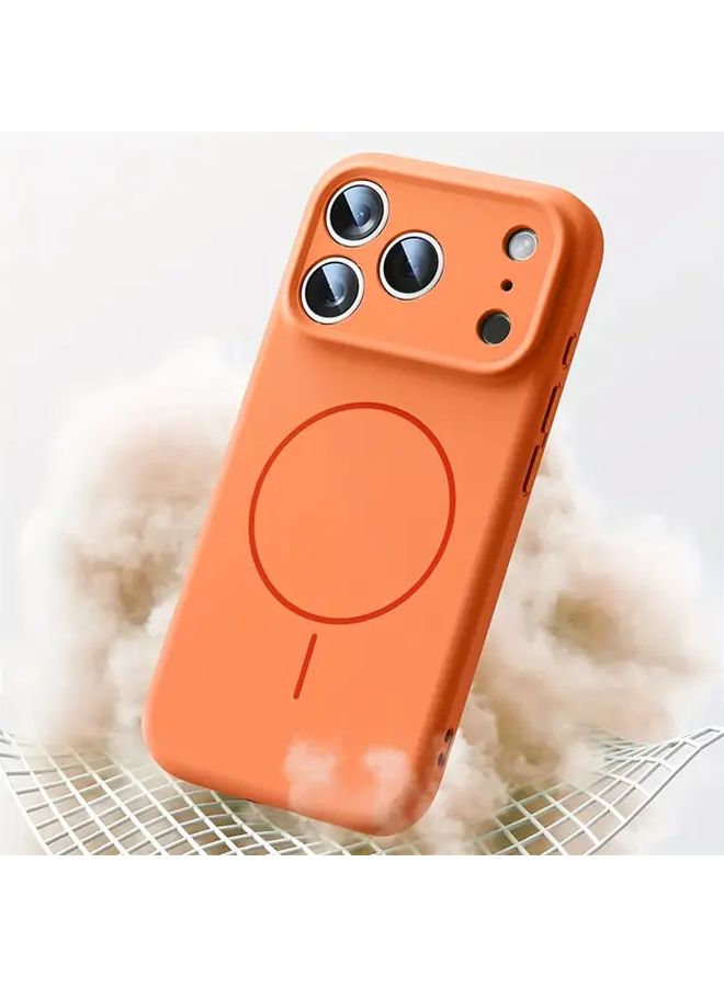 Orange Matte TPU Magnetic Phone Case for iPhone 14 Pro Max Wireless Charging - Image 2