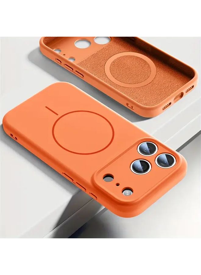 Orange Matte TPU Magnetic Phone Case for iPhone 14 Pro Max Wireless Charging - Image 4