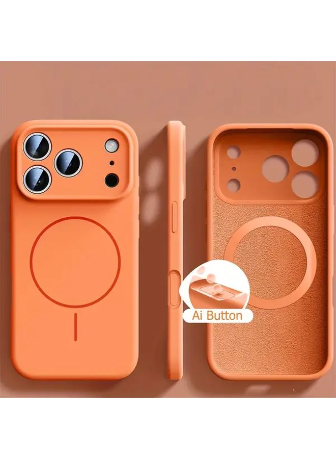 Orange Matte TPU Magnetic Phone Case for iPhone 14 Pro Max Wireless Charging - Image 1