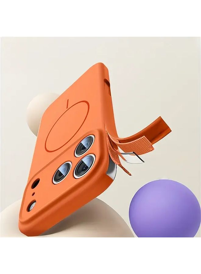 Orange Matte TPU Magnetic Phone Case for iPhone 14 Pro Max Wireless Charging - Image 3