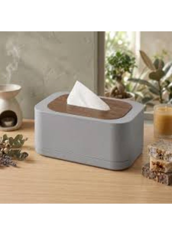 High-quality plastic tissue box with a stylish wooden lid – the perfect home organizer and decor accessory | Home & Decor, Gray - Image 3