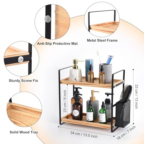 LEMIKKLE Bathroom Counter Organizer with Basket, Bathroom Organizers and Storage,Skincare Organizers for Vanity,Storage Organizers for Bathroom, Kitchen, Dresser - Image 4
