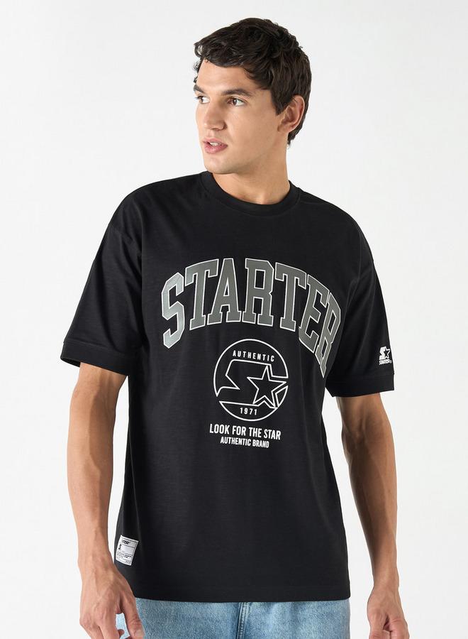 Starter Print Crew Neck T-shirt with Short Sleeves - Image 1