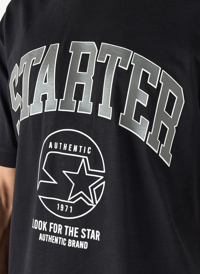 Starter Print Crew Neck T-shirt with Short Sleeves - Image 4