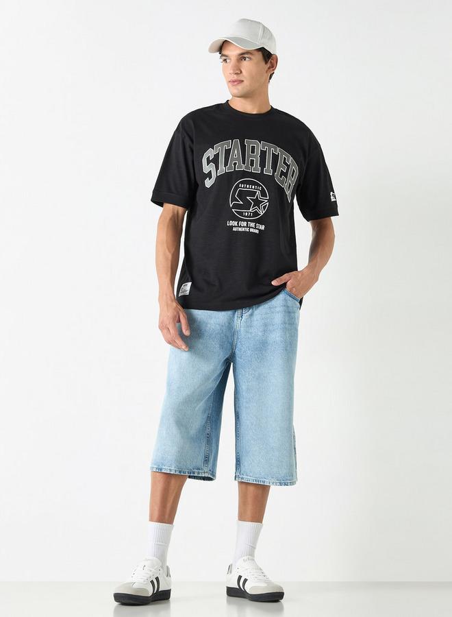 Starter Print Crew Neck T-shirt with Short Sleeves - Image 2