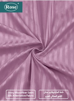 Rose Rose Luxurious Hotel Stripe Fitted Sheet with Deep Pockets and Pillow Cases, Bed Sheet 3-Pieces Set, Soft & Silky Microfiber Breathable and Cooling, King Size 200x200+35 cm, Opera Mauve  - Image 4