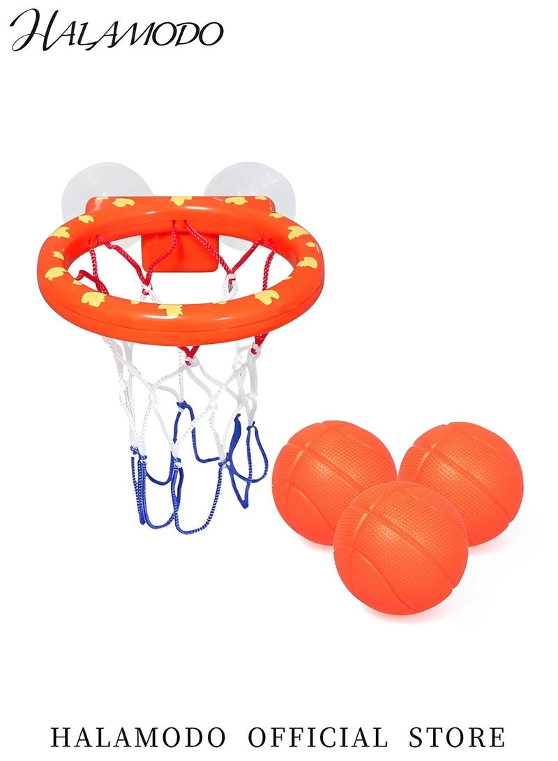 HALAMODO Toddler's Bath Toys Bathtub Basketball Hoop Balls Set of 1pc Basketball Hoop & 3pcs Balls with Heavy Duty Suction Cup Easy to Install Fun Games Gifts in Bathroom for Baby & Kids  - Image 2