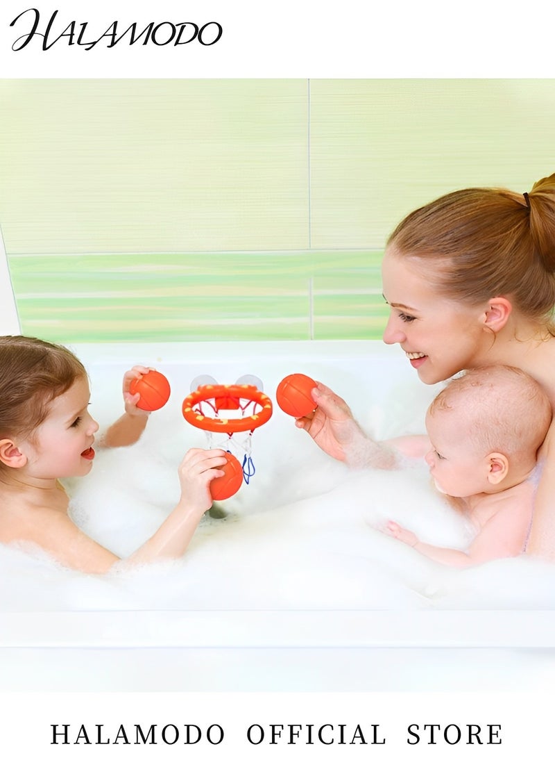 HALAMODO Toddler's Bath Toys Bathtub Basketball Hoop Balls Set of 1pc Basketball Hoop & 3pcs Balls with Heavy Duty Suction Cup Easy to Install Fun Games Gifts in Bathroom for Baby & Kids  - Image 5