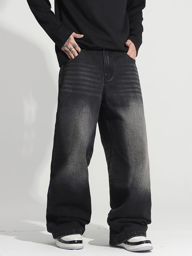 American-Style Vintage Washed Loose-Fit Men'S Jeans () - Image 3