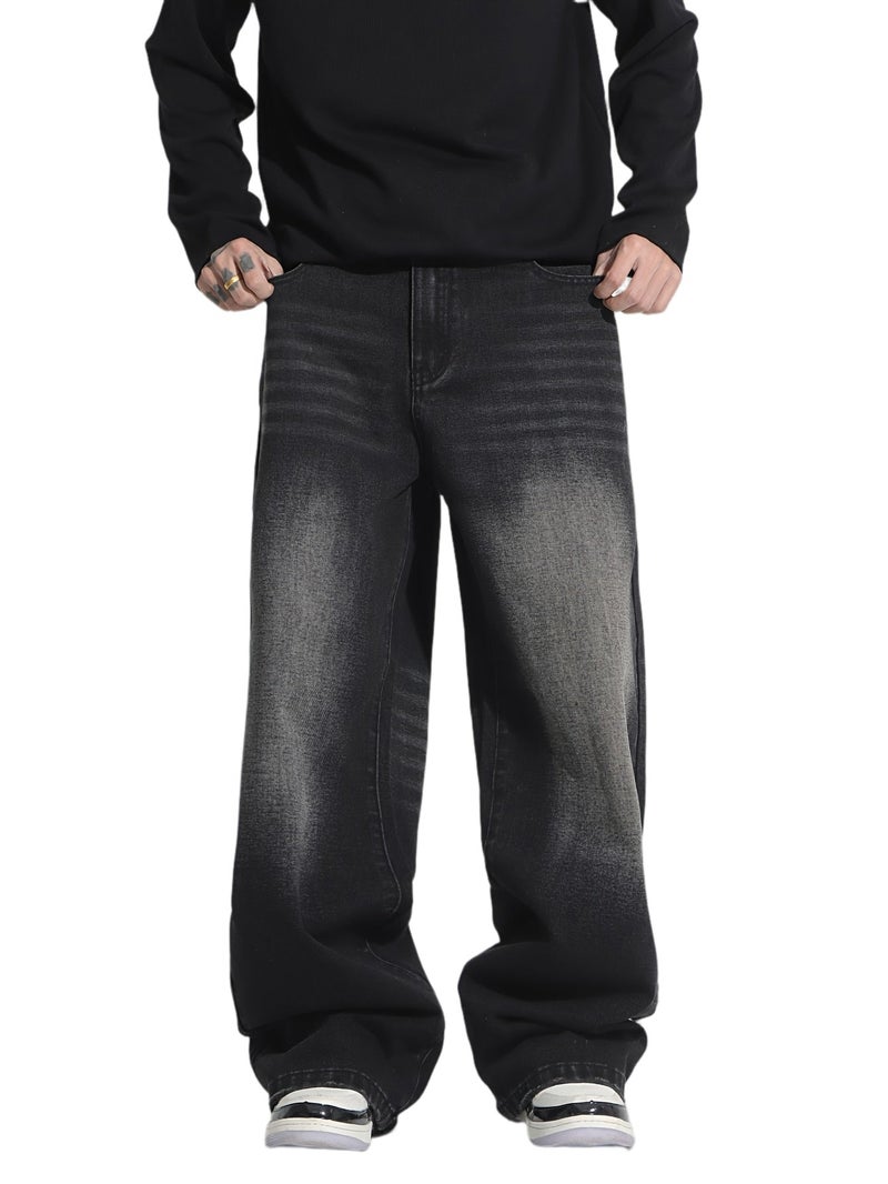 American-Style Vintage Washed Loose-Fit Men'S Jeans () - Image 1