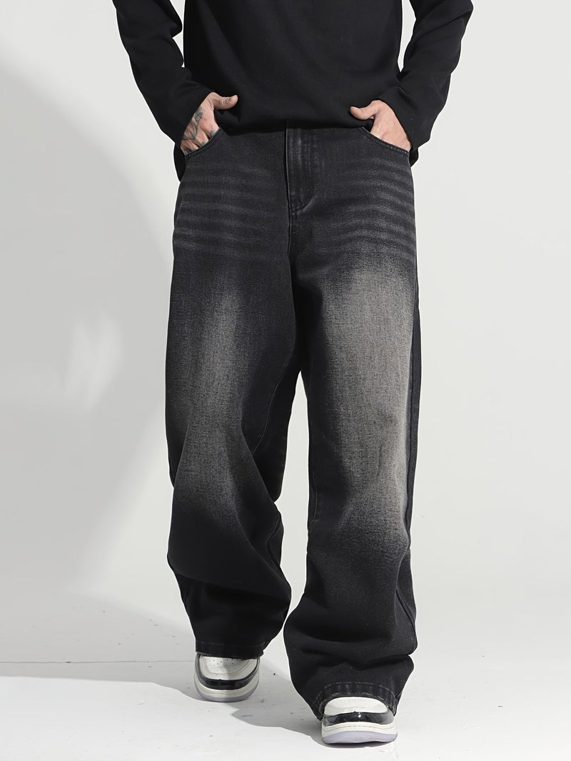 American-Style Vintage Washed Loose-Fit Men'S Jeans () - Image 2