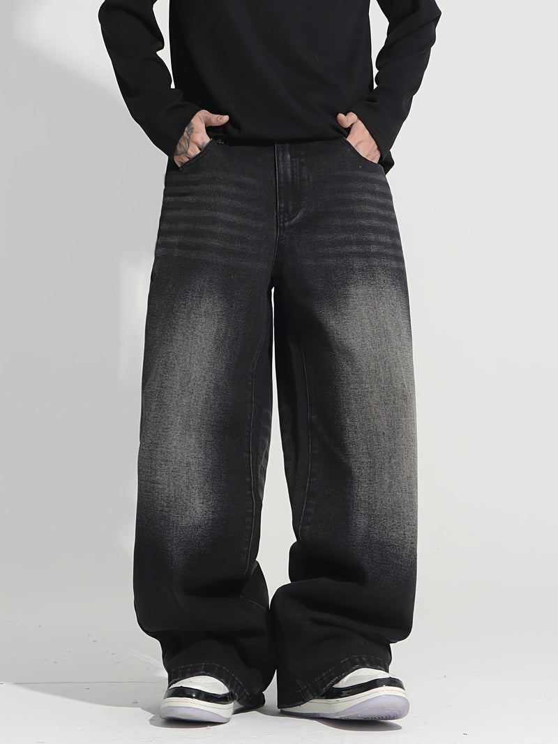 American-Style Vintage Washed Loose-Fit Men'S Jeans () - Image 5