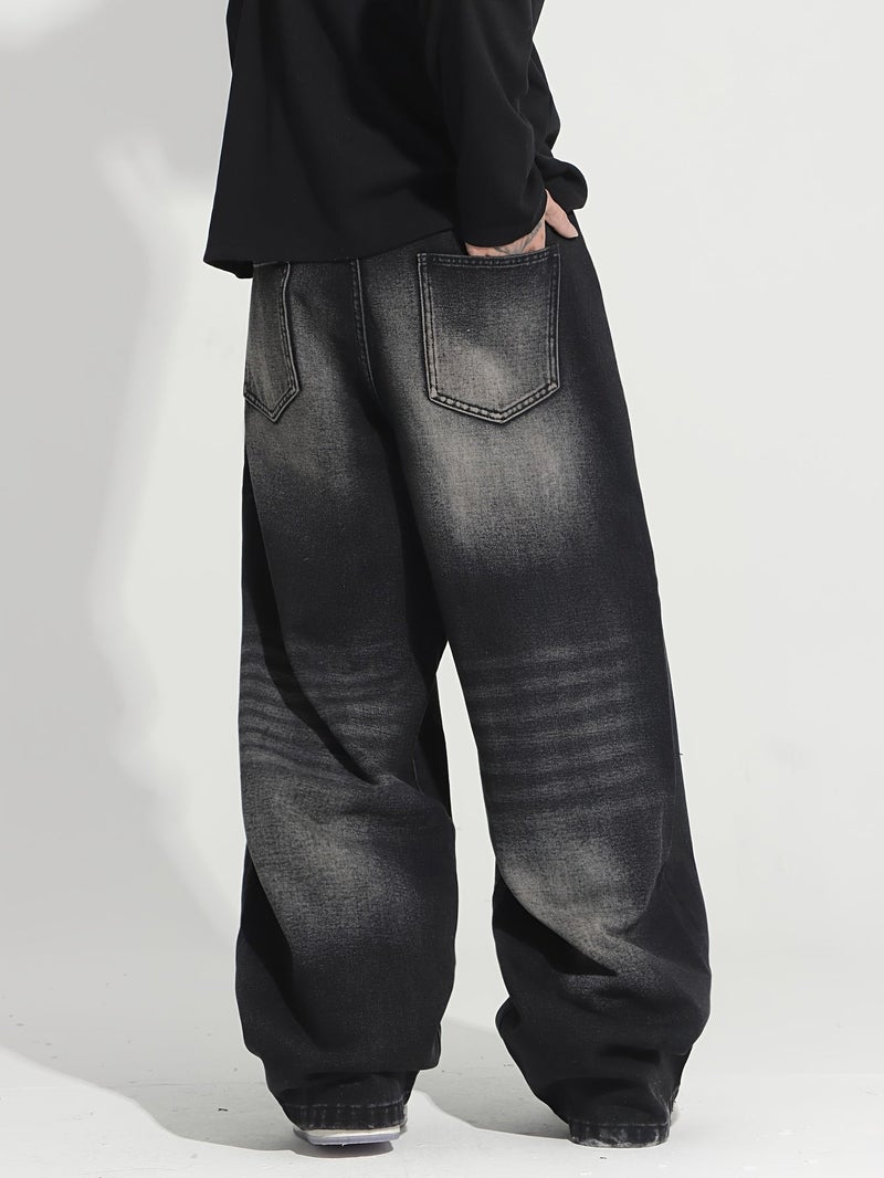 American-Style Vintage Washed Loose-Fit Men'S Jeans () - Image 4